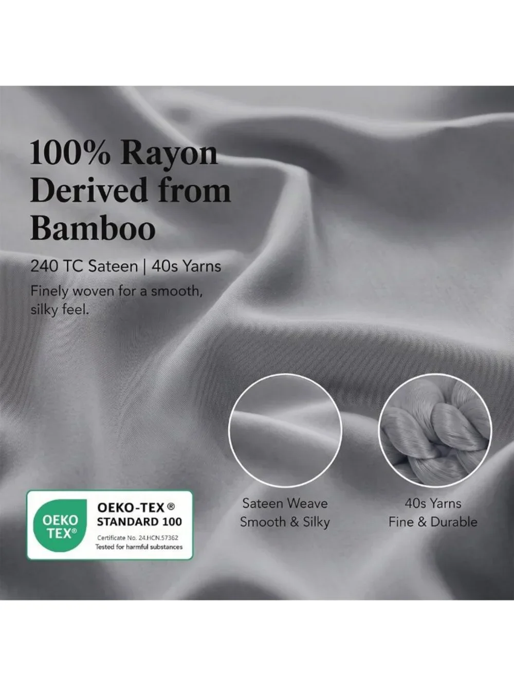 Cozy King Size Bamboo Sheets Set - 100% Rayon, Soft Sateen Weave, Luxurious